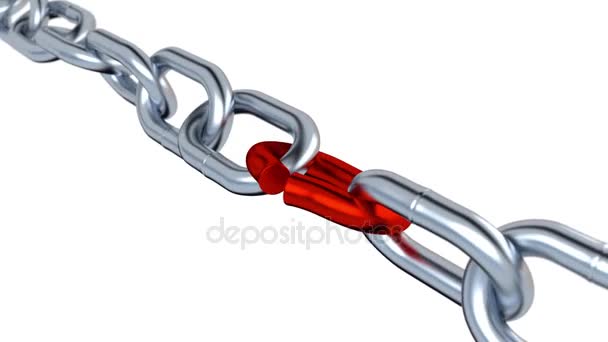 Rotation of a Metallic Chain with One red Stressed Link — Stock Video