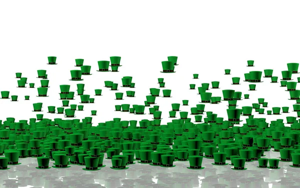 Viele kleine grüne irische Hüte in Daunen — Stockfoto
