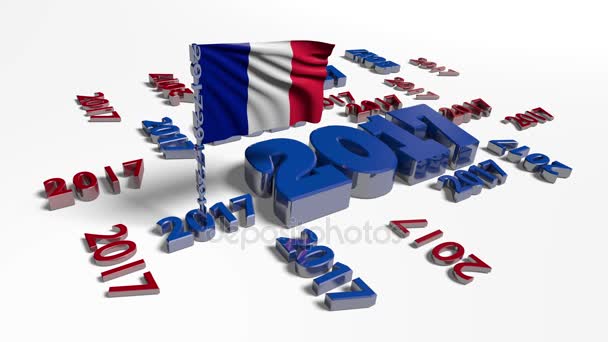 Rüzgar 2017 tasarımı ile Fransız bayrağı — Stok video