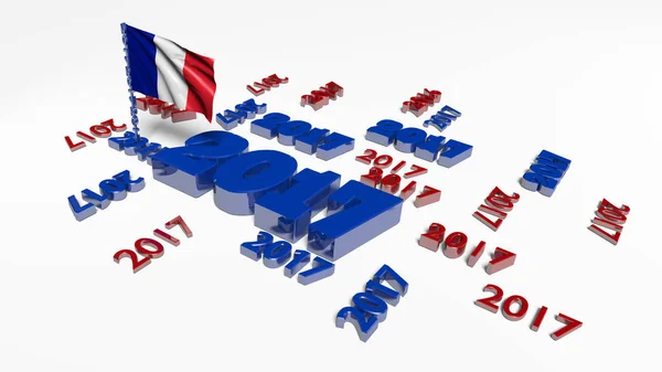 Nombreux modèles 2017 avec drapeau français dans le vent — Photo