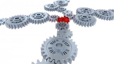 Yan ve perspektif görünüm, gümüş vites kırmızı adım adım haline döndürme