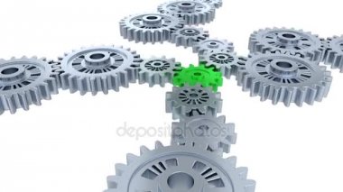 Yan ve perspektif görünüm, gümüş vites yeşil adım adım haline döndürme