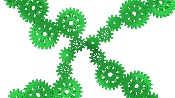 Up View of Several Green Gears — Stock Photo, Image