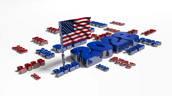 2028 ontwerpen met Usa vlag in de Wind — Stockfoto