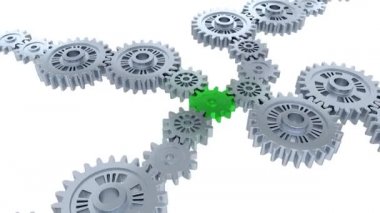 Perspektif Görünümü, gümüş Gears yeşil adım adım olma dönüşümlü olarak çevresinde döndürme