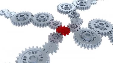 Perspektif Görünümü, gümüş vites kırmızı adım adım olma dönüşümlü olarak çevresinde döndürme