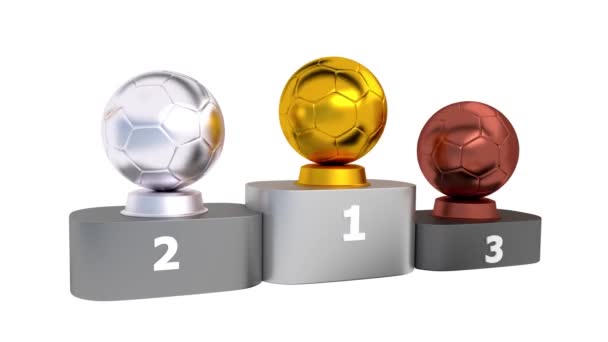 Piłka ręczna Podium z złoty srebrny i brązowy Puchar w nieskończonej rotacji — Wideo stockowe