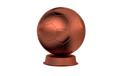 Beyaz bir arka plan ile futbol bronz kupa