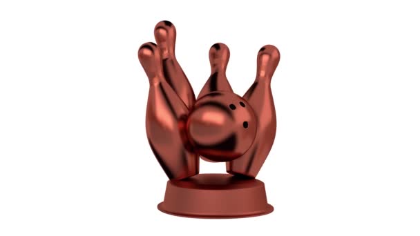Bowling Bronze Trophy in Infinite Rotation — Stock Video