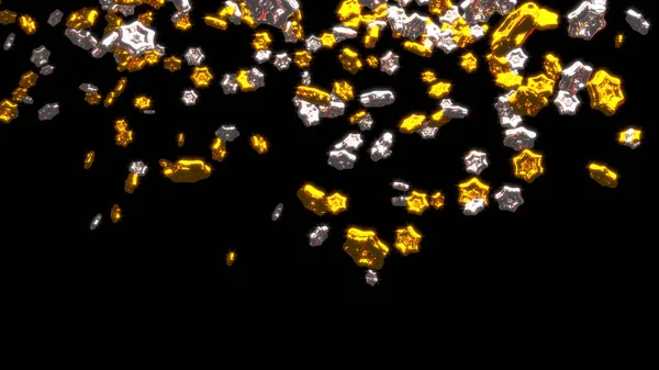 大而丰满的金色和银色的六分星的雨 — 图库照片