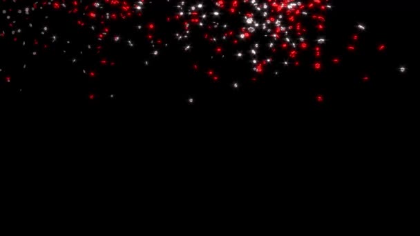 Πολλά μικροσκοπικά παχουλός ασημένιο και κόκκινο έξι αστέρια Branchs βρέχει — Αρχείο Βίντεο