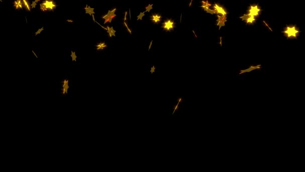 Viele große goldene sechs Zweige Sterne regnen — Stockvideo