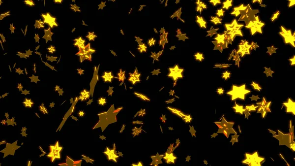 Regnet viele große und scharfe goldene sechs Zweige Sterne — Stockfoto