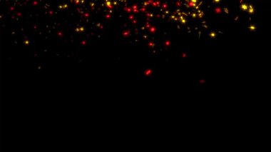 Birçok küçük keskin altın ve kırmızı altı şube yıldız yağmur 