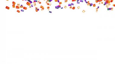 Birçok yeşil şerit ile mor ve kırmızı kurdele ile şeftali ve kırmızı altın şerit hediyeler ile yağmur 