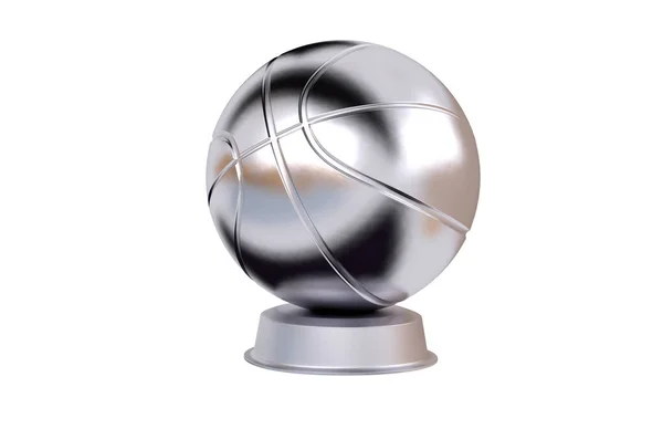 バスケット ボール銀のトロフィー — ストック写真