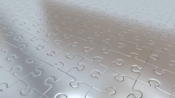 Silver Puzzle Pieces on all other the floor — Stock Photo, Image