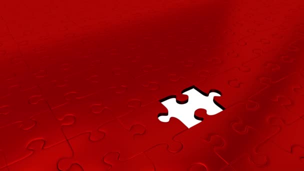 Jeden Kawałek Złota Puzzle Przekształcić Wszystkie Inne Czerwone Puzzle Kawałki — Wideo stockowe