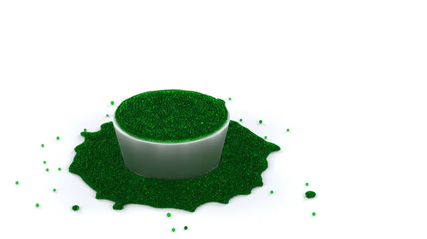 Fullfilled Silver Cup of Green and Slimy Fluid of many micro bal