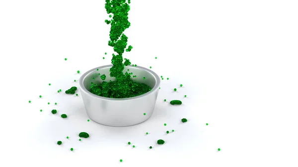 Green and Slimy Fluid of lots of micro balls flowing in a Silver — Stock Photo, Image