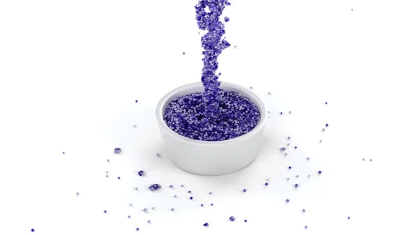 Shiny Purple and Slimy Fluid of many micro balls flowing in a Metallic cup — Stock Photo, Image