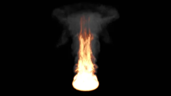 Gran llama de fuego con humo oscuro — Foto de Stock