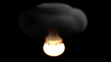 Kalın duman ile yangında torus siyah arka plan üzerinde Merkezi görünümünde