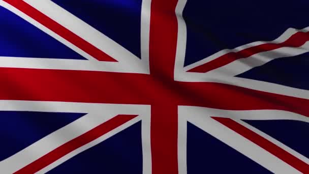 Большой Фон Британского Флага Ветру Волновыми Узорами — стоковое видео