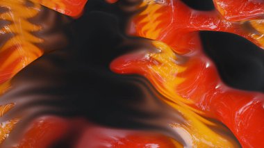 Garip desenli karışık turuncu ve siyah dalgalı kırmızı desenli.