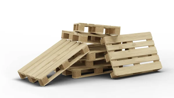 Sette pallet di legno standard impilati in disordine — Foto Stock