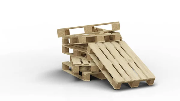 Sieben Holzpaletten in einem Durcheinander gestapelt — Stockfoto