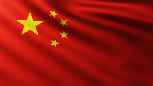 Velká vlajka Číny pozadí ve větru — Stock fotografie
