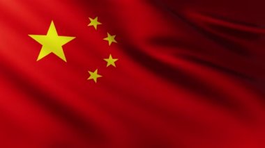 Büyük Çin bayrağı dalgalanan rüzgarda dalgalanan dalga desenleri