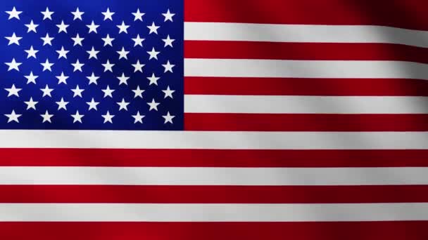 大的美国国旗背景在风中飘扬 飘扬着波浪 — 图库视频影像
