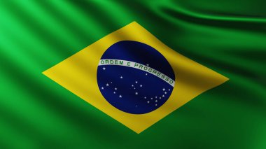 Rüzgarda dalgalanan büyük Brezilya bayrağı 