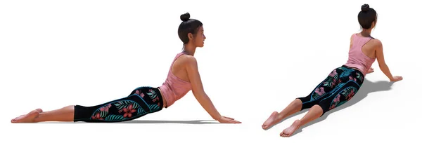 Back three-quarters and Right Profile Poses of a Woman in Yoga C — Stock Photo, Image