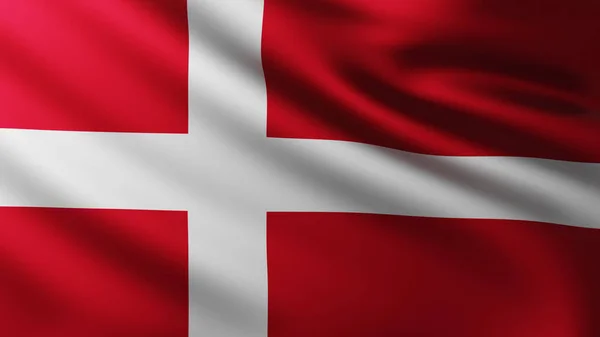 Grand drapeau du Danemark fond dans le vent — Photo