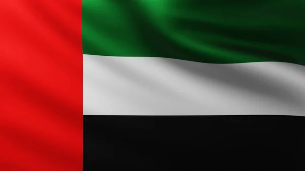 Nagy zászló Egyesült Arab Emírségek háttér a szélben — Stock Fotó