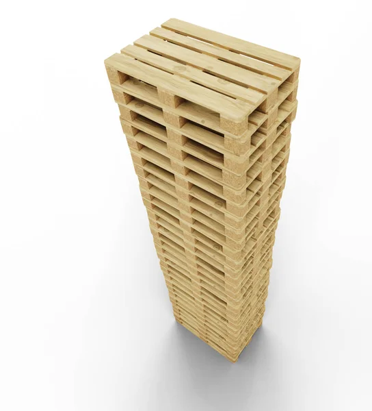 Bovenaanzicht van een zeer hoge houten pallets — Stockfoto