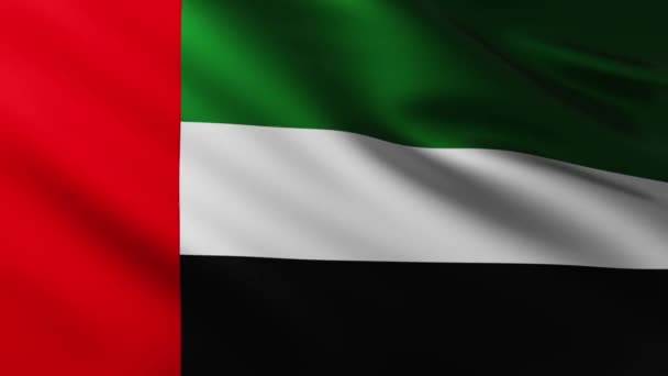 Velká Vlajka Spojených Arabských Emirátů Pozadí Třepetání Větru Vlnobitím Vzory — Stock video