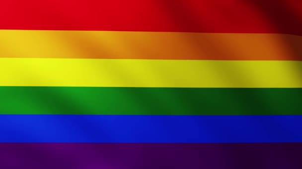 Lgbt社区的大型彩虹旗背景在风中波浪形飘扬 — 图库视频影像