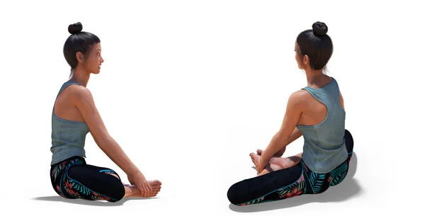 Dreiviertel- und rechte Profilpositionen einer Frau im Yoga — Stockfoto