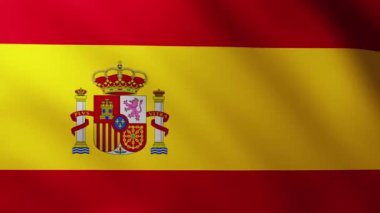 Rüzgarda dalgalanan büyük İspanyol bayrağı dalgaları