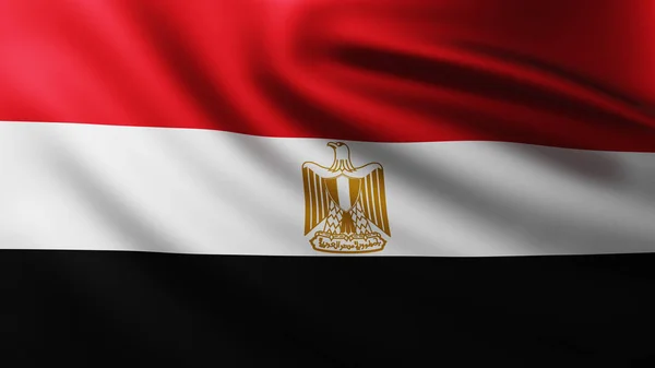 Μεγάλη αιγυπτιακή σημαία φόντο στον άνεμο — Φωτογραφία Αρχείου