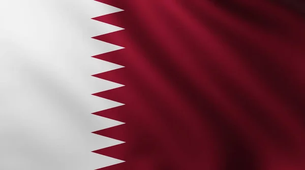 Bandeira grande do fundo do Qatar ao vento — Fotografia de Stock