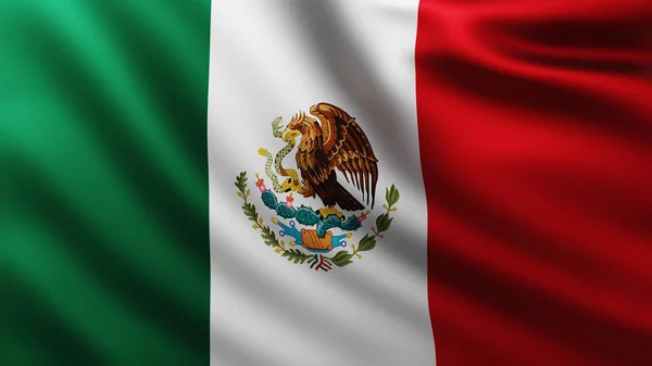 Bandeira mexicana grande fundo no vento — Fotografia de Stock