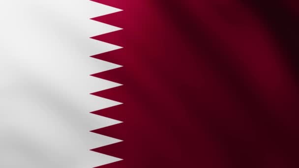 Large Flag Qatar Background Fluttering Wind Wave Patterns — стокове відео