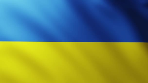 Grand Fond Drapeau Ukrainien Flottant Dans Vent Avec Des Motifs — Video