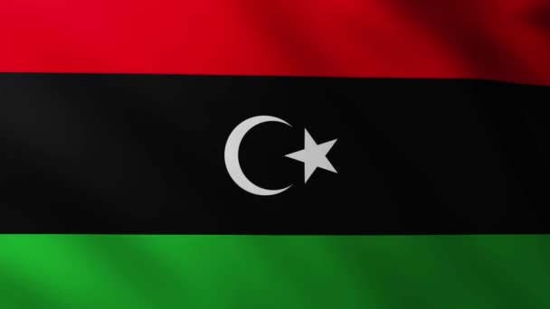 Große Libysche Flagge Hintergrund Flattert Wind Mit Wellenmustern — Stockvideo