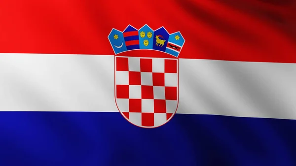 Bandeira grande da Croácia fundo no vento — Fotografia de Stock